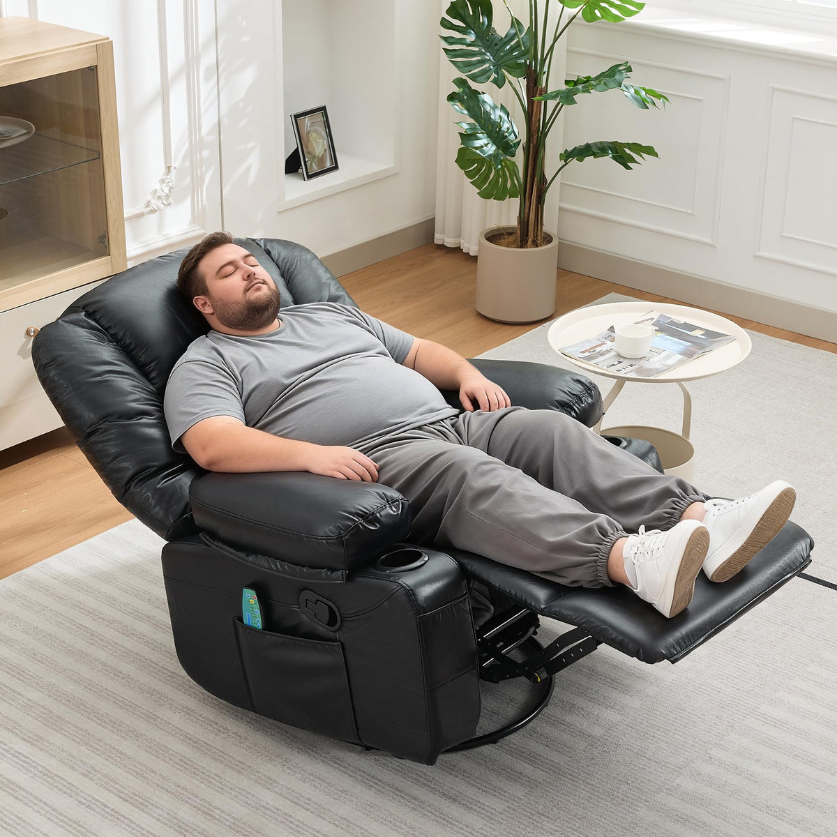 Garvee Oversized Recliner Chair,Extra Wide 360Â° Swivel Rocker Massage Heat
