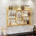 39" Upgrade Metal Wall Mounted Wine Rack, 3-Tier Large Capacity Hanging Bar Shelf, Modern Liquor Wall Shelves for Home & Dining, Gold