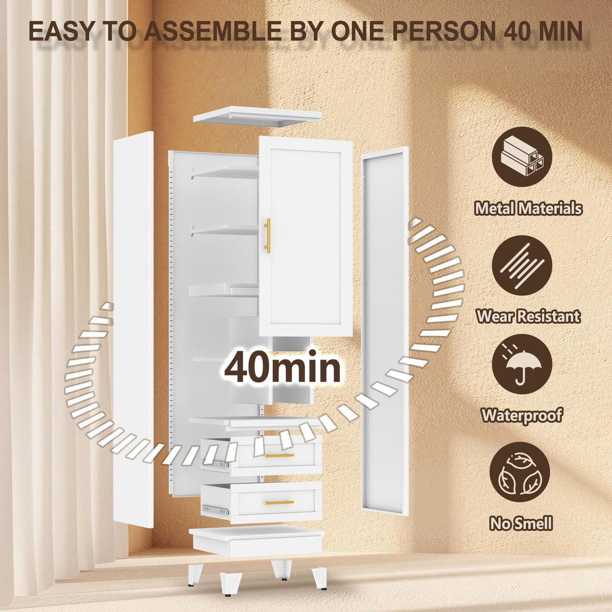 67" Tall Metal Pantry Cabinet, Narrow Freestanding Storage Cabinet, Black