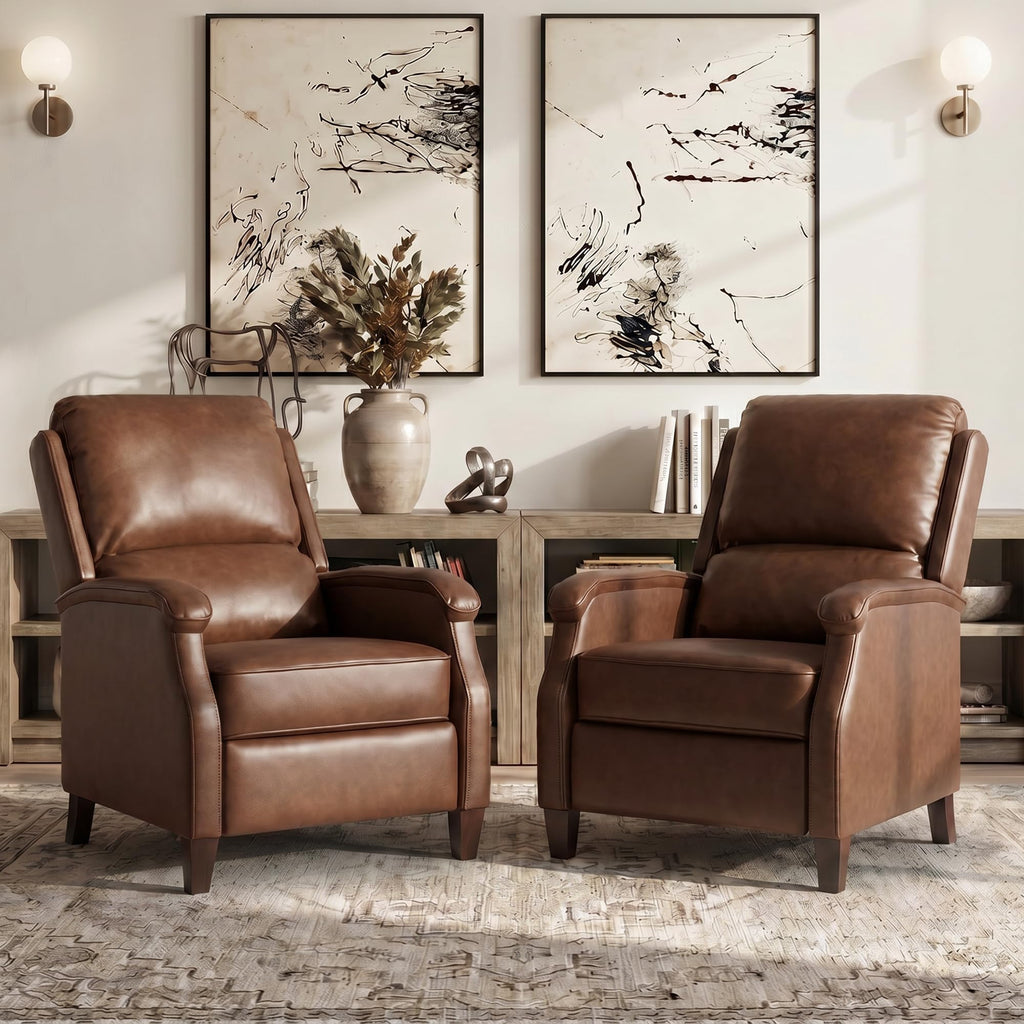 VKNOW Recliner Chair, Fabric Recliner with Adjustable Back, Brown