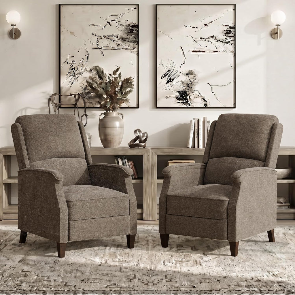 VKNOW Recliner Chair, Fabric Recliner with Adjustable Back, Brown