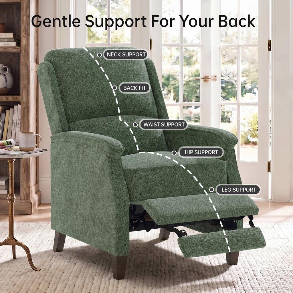 VKNOW Recliner Chair, Fabric Recliner with Adjustable Back, Brown