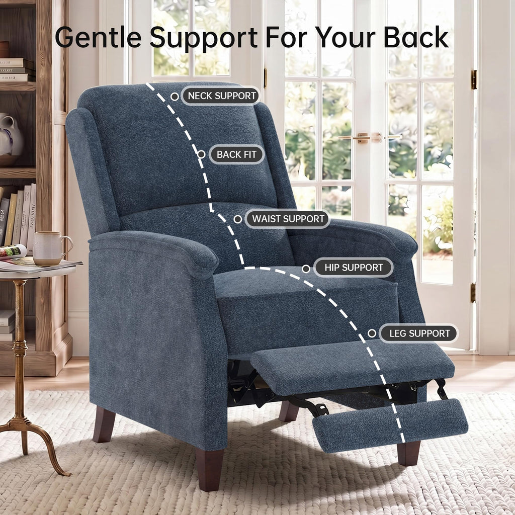 VKNOW Recliner Chair, Fabric Recliner with Adjustable Back, Brown