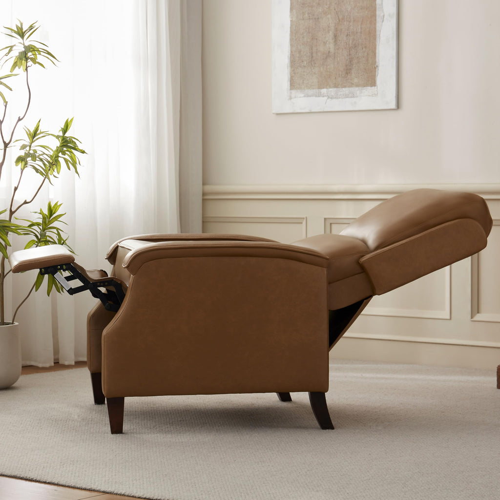 VKNOW Recliner Chair, Fabric Recliner with Adjustable Back, Brown