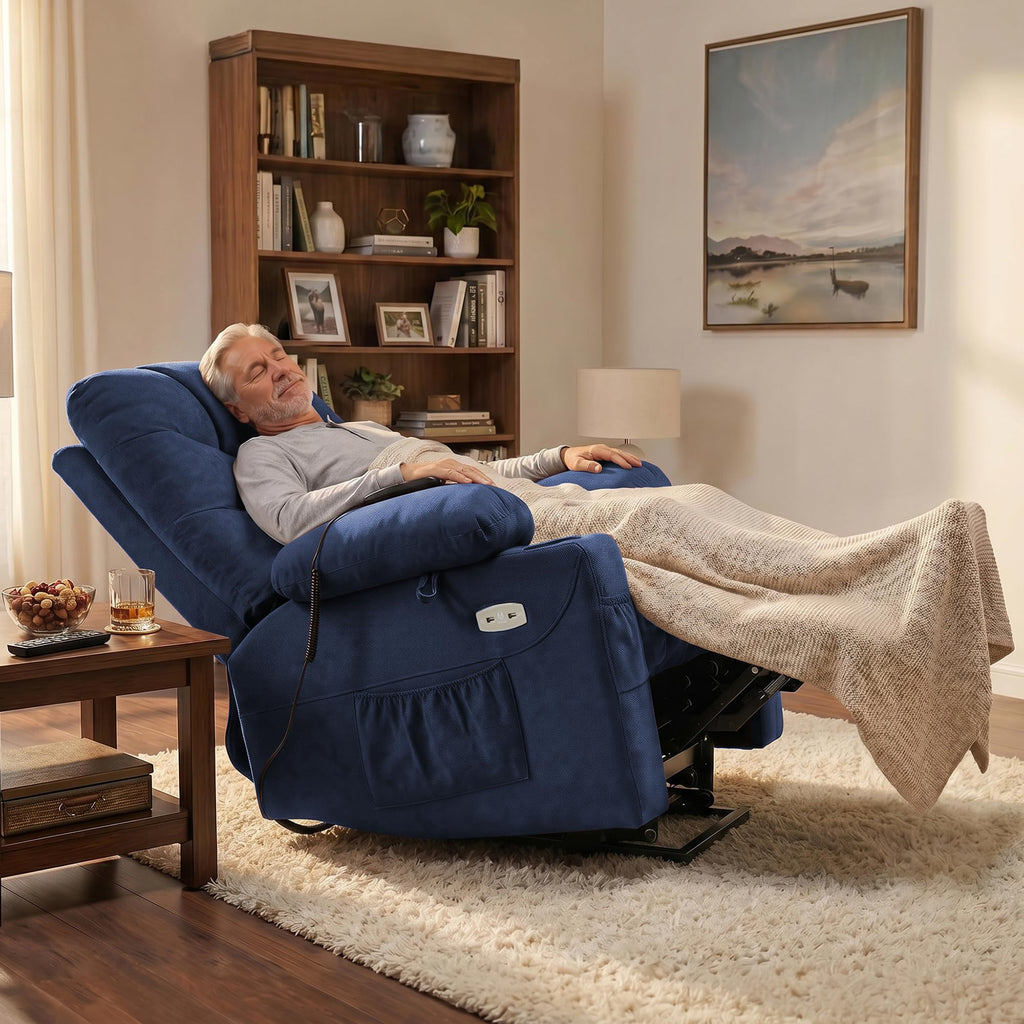 MCombo Power Lift Recliner for Elderly, Fabric 7287 (Light Grey, Medium)