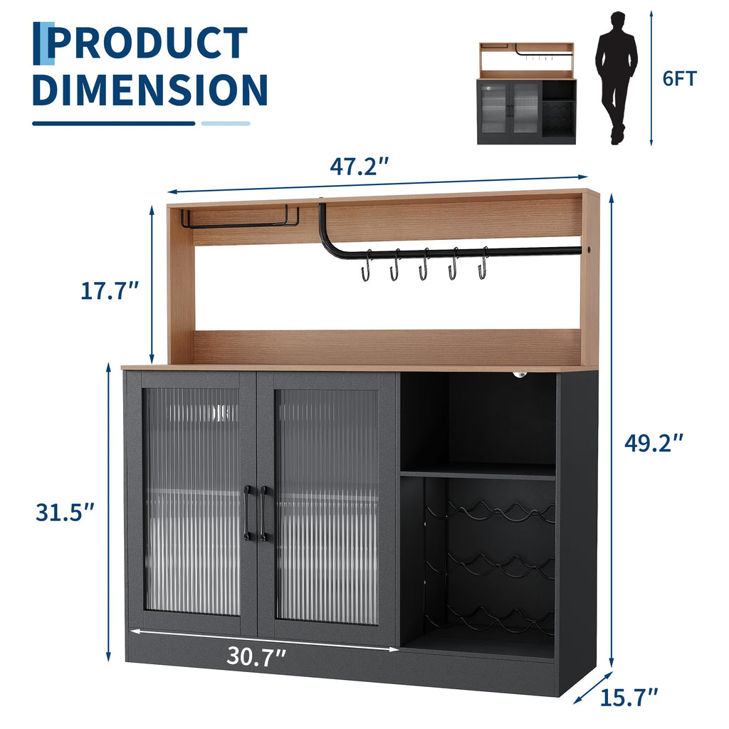 Garvee Wine Bar Cabinet with Glass Holder & Wine Rack, White