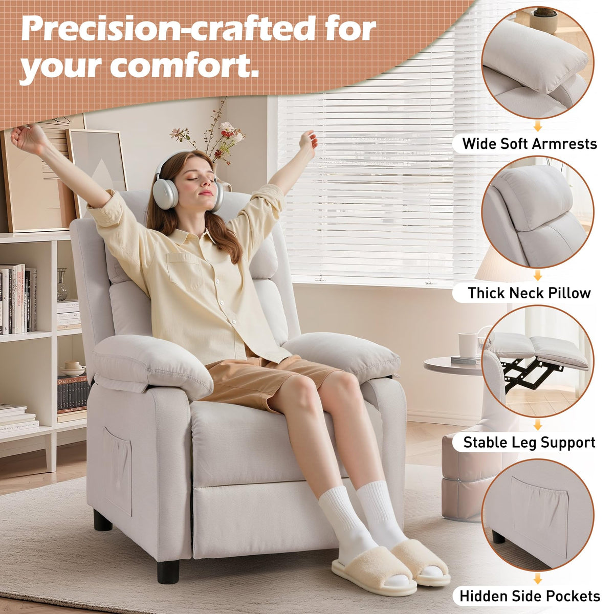 Korser Recliner Chair, Living Room Chairs for Adults