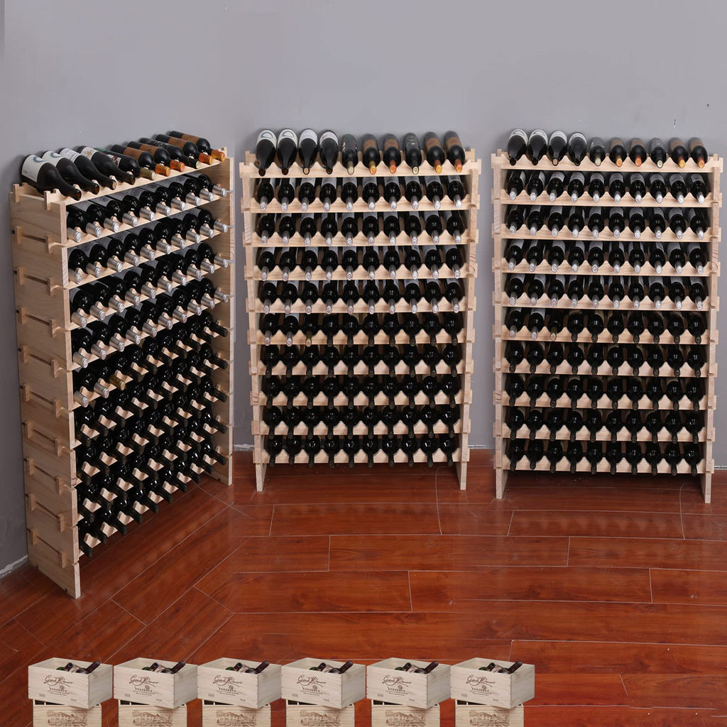 Wine Rack Cabinet Freestanding for Floor Wooden Stackable Storage Modular countertop Wood Wine Holder (120bottle)