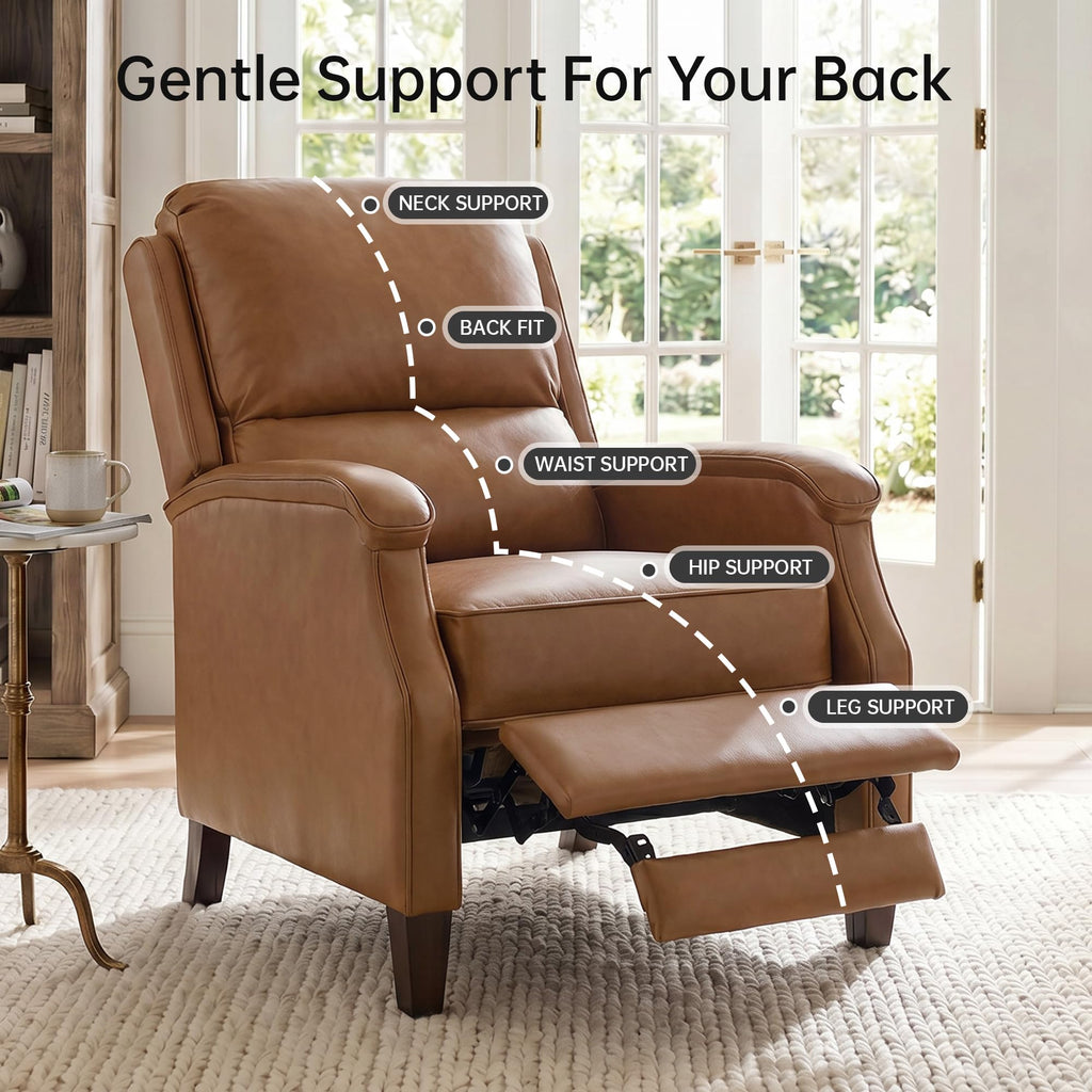 VKNOW Recliner Chair, Fabric Recliner with Adjustable Back, Brown