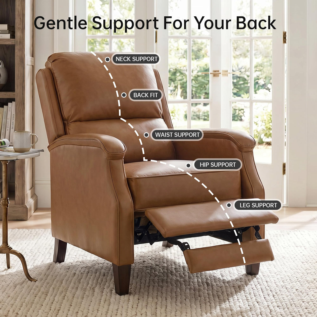 VKNOW Recliner Chair, Fabric Recliner with Adjustable Back, Brown