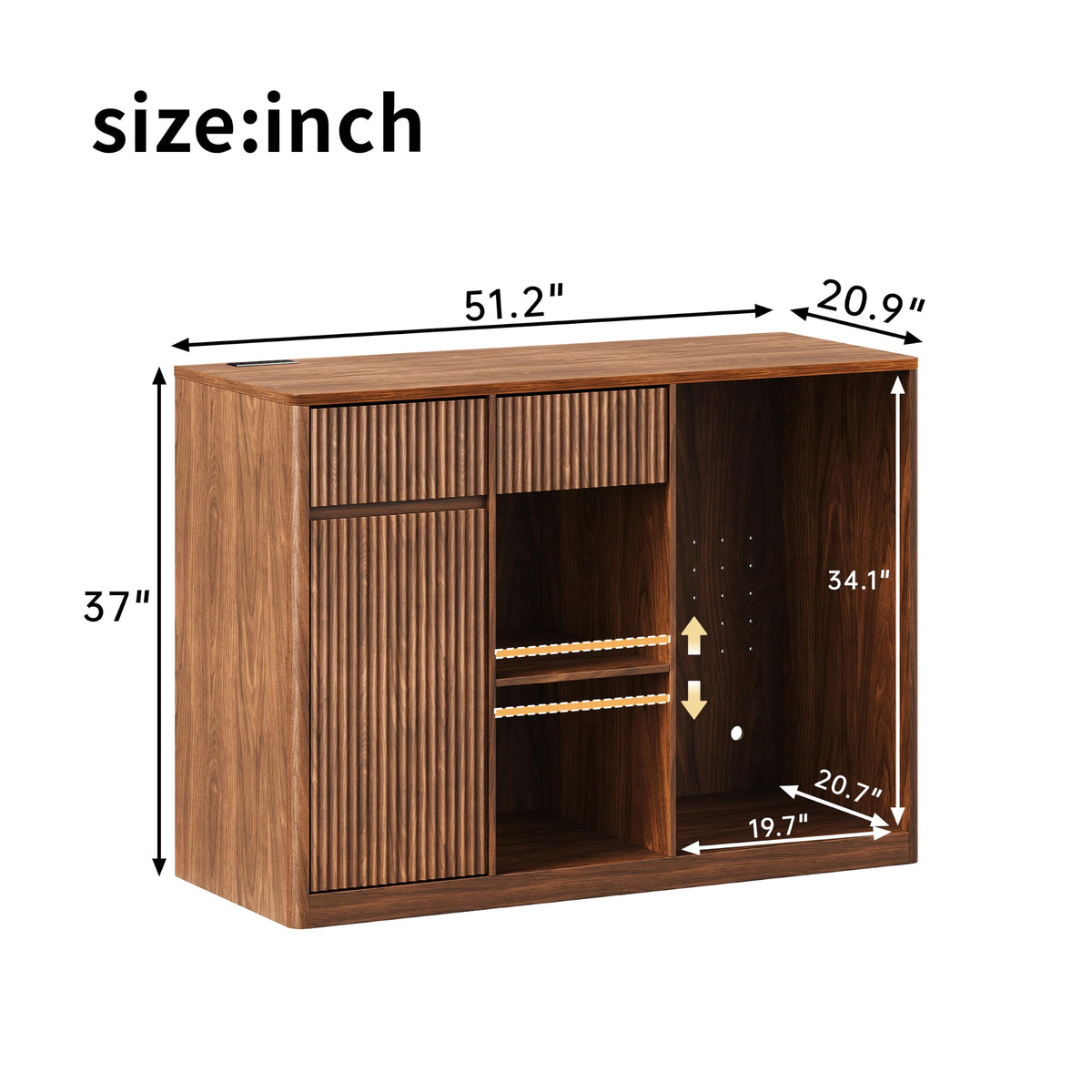 39.4" Coffee Bar Cupboard with Fridge Spaceï¼Natural Oak-ws