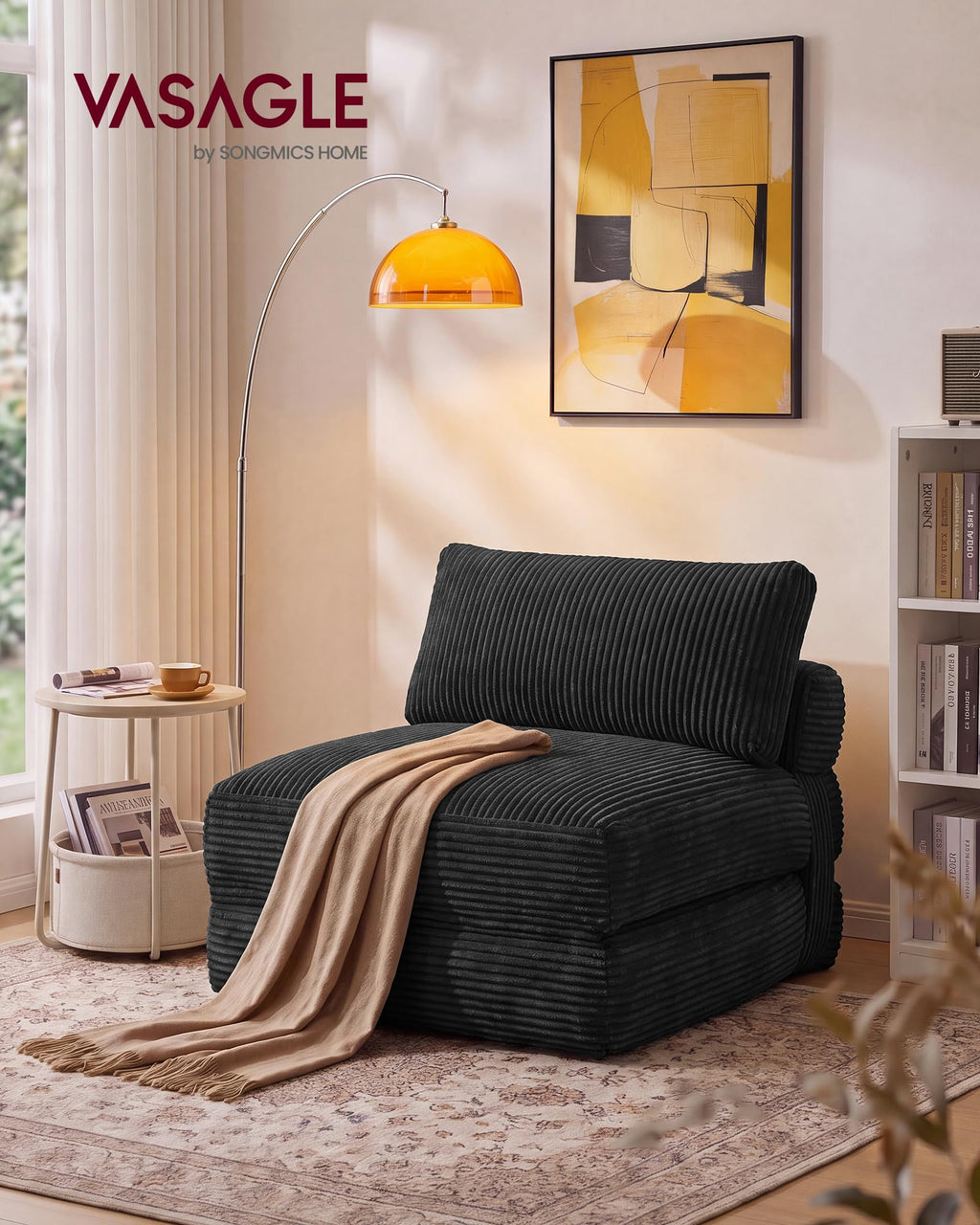 VASAGLE Folding Sofa Bed, Convertible Chair Bed with Pillow, Sleeper Chair