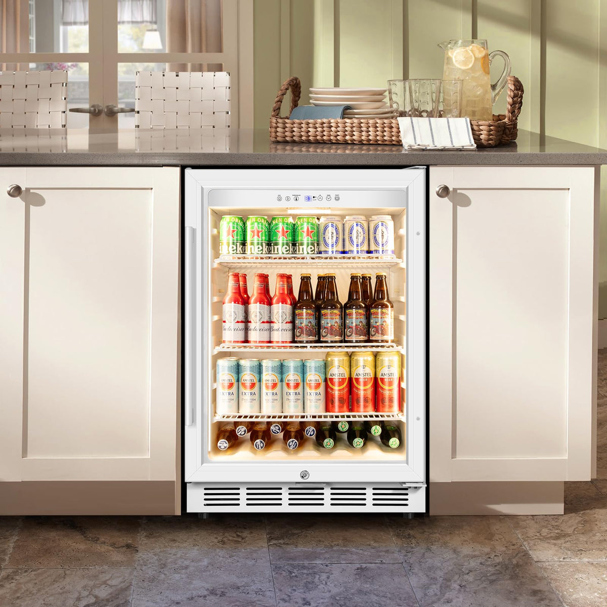 Tylza Wine Fridge 15'', 30 Bottles Wine Cooler Refrigerator, Undercounter or Freestanding, Removable Shelves, 40-65Â°F, Wine Cabinet with Double Glass Door, Wine Cooler for Home, Kitchen, Bar