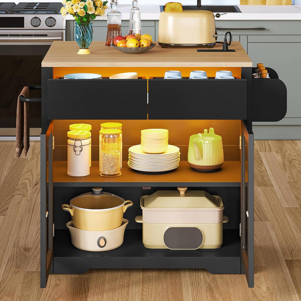 DWVO 37.5" Kitchen Island with Drop Leaf