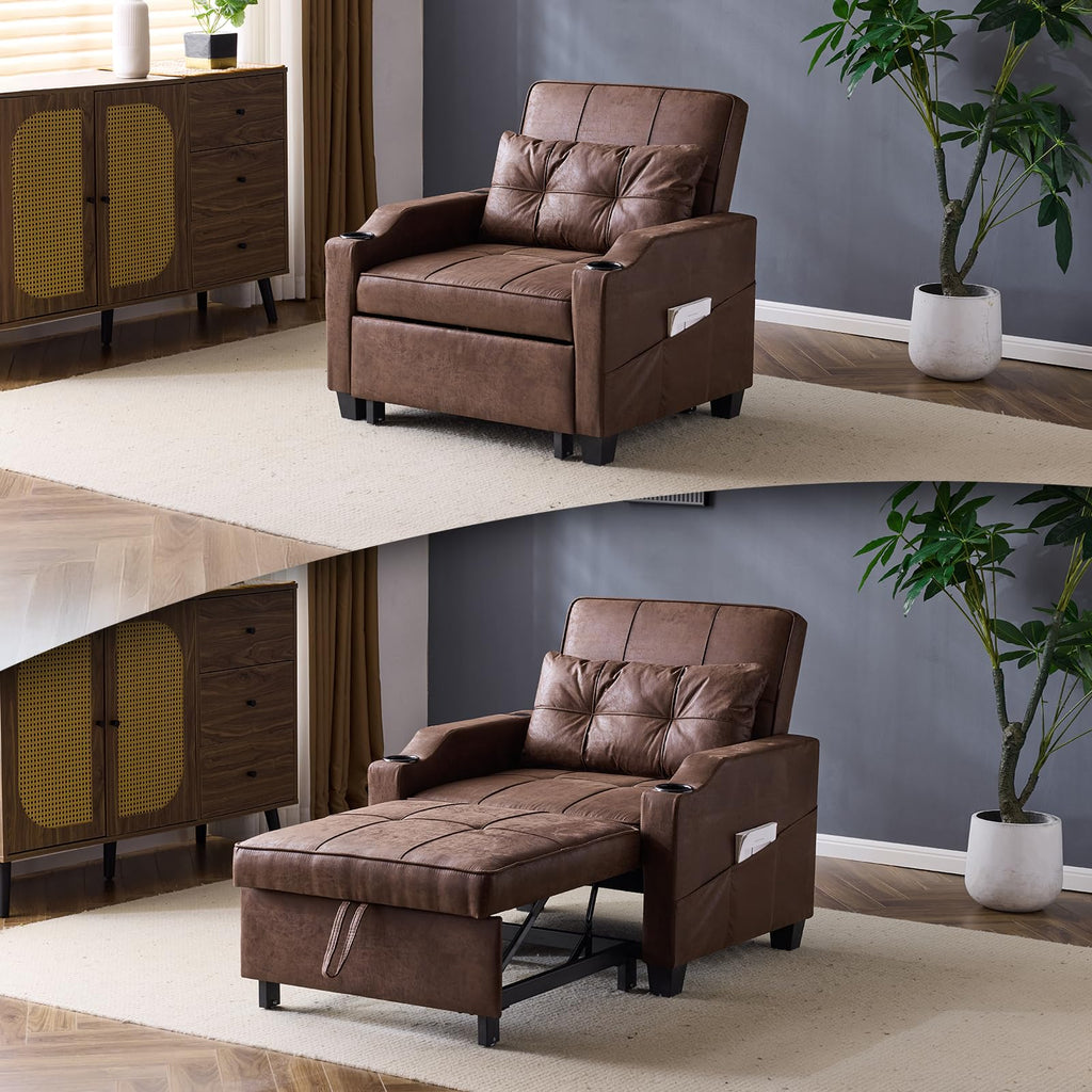 VINGLI Convertible Sleeper Chair Bed, Pull Out Sofa Couch for Living Room