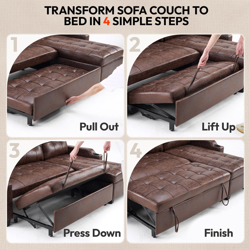 VINGLI Convertible Sleeper Chair Bed, Pull Out Sofa Couch for Living Room