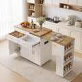 3-in-1 Extendable Kitchen Island with Extendable and Swivel Dining Table