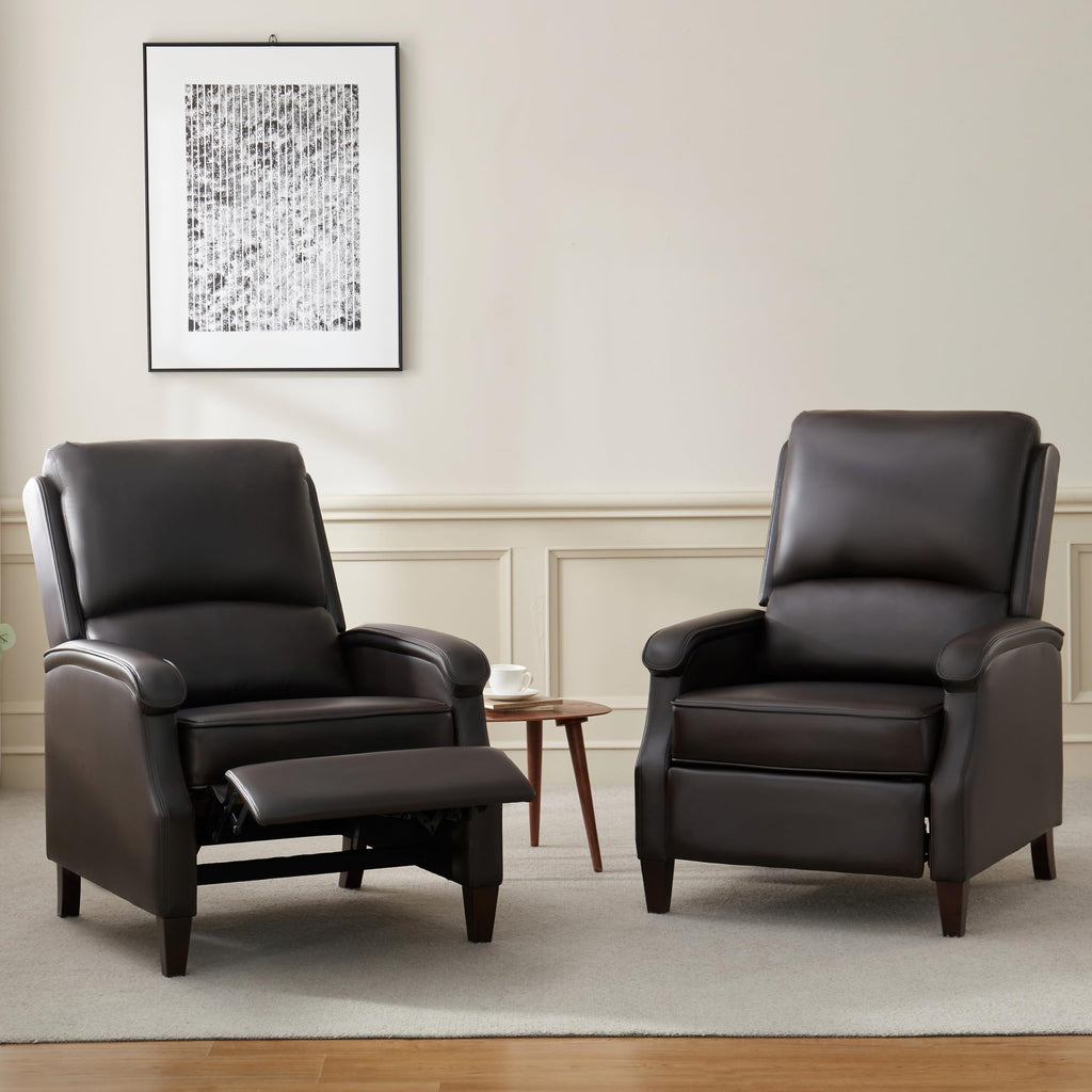 VKNOW Recliner Chair, Fabric Recliner with Adjustable Back, Brown