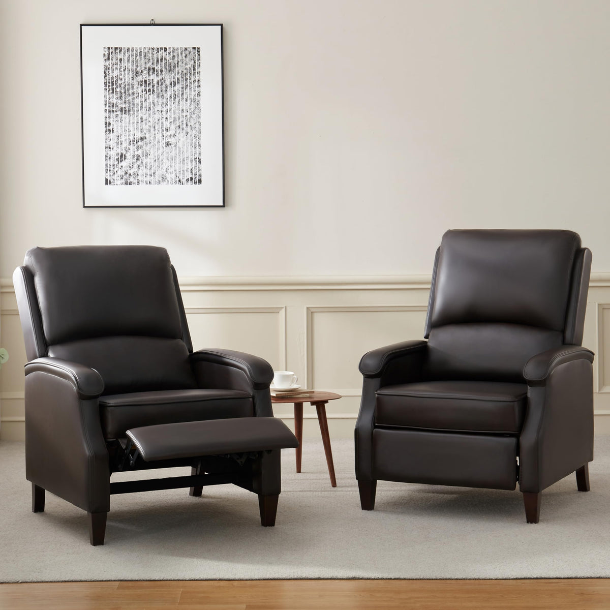 VKNOW Recliner Chair, Fabric Recliner with Adjustable Back, Brown