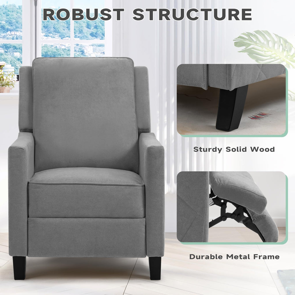 AVAWING Push Back Recliner Chair, Grey Wingback Accent Armchair Set of 2