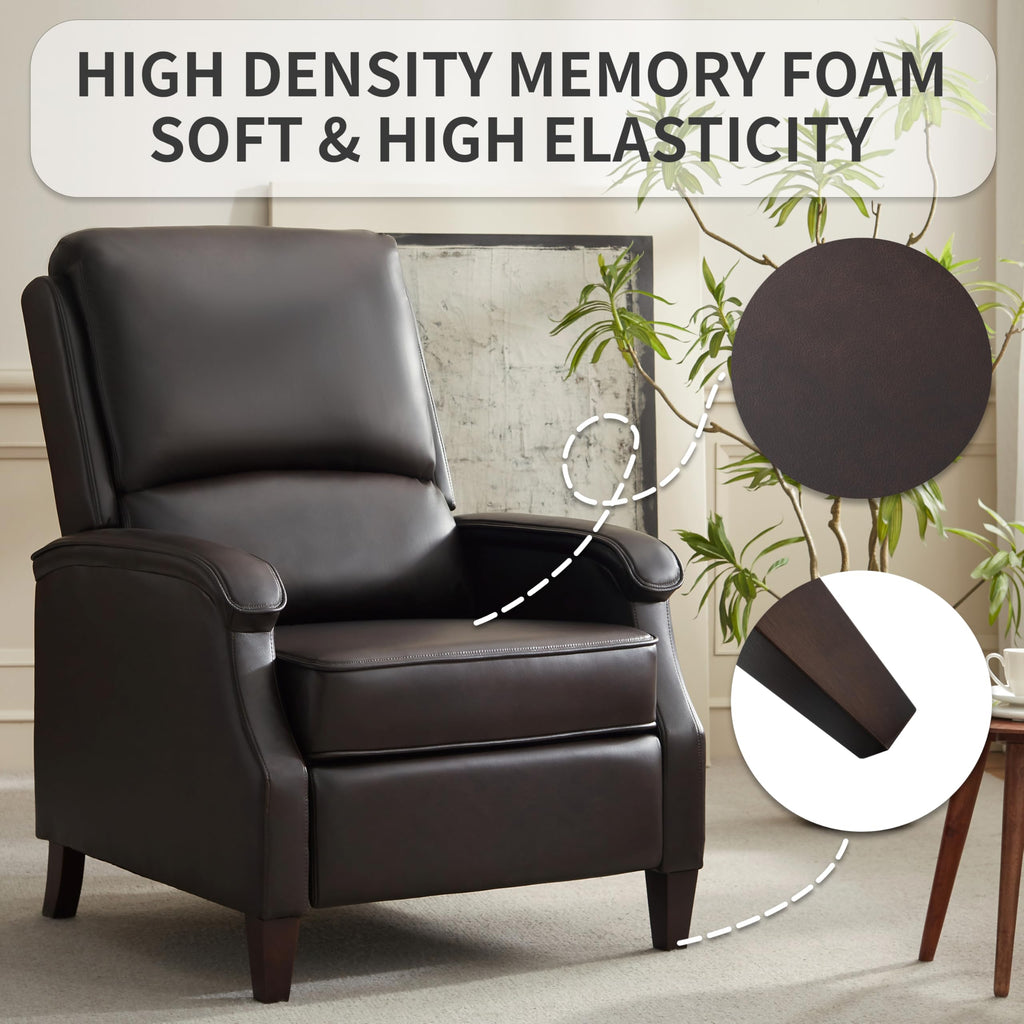 VKNOW Recliner Chair, Fabric Recliner with Adjustable Back, Brown