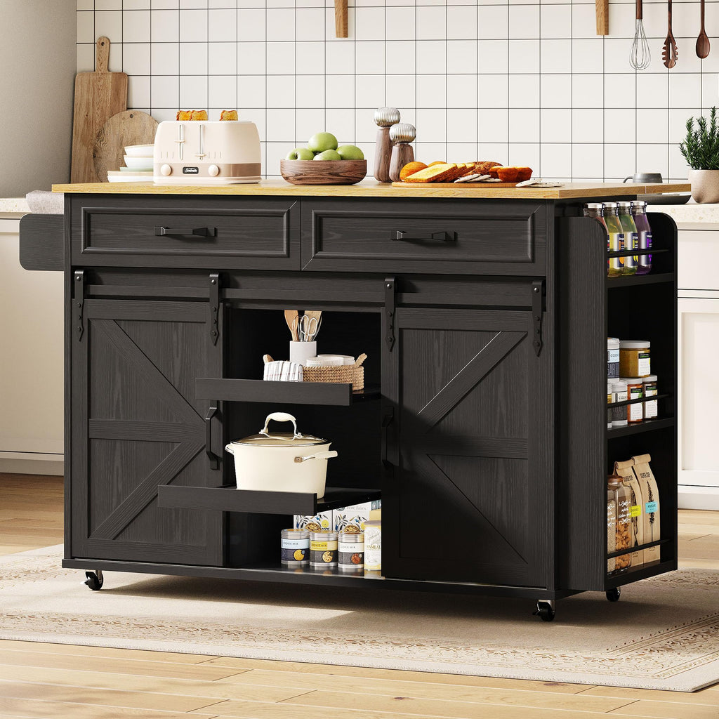 IRONCK Kitchen Island with Storage, Drop Leaf Countertop, White