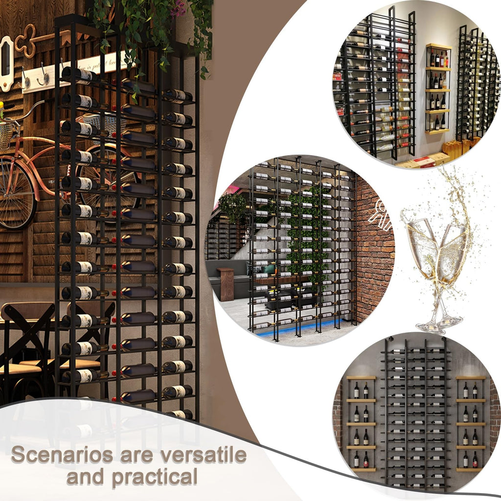Large Wall Mounted Wine Rack, (Gold, 3 Cols (48 Bottles))