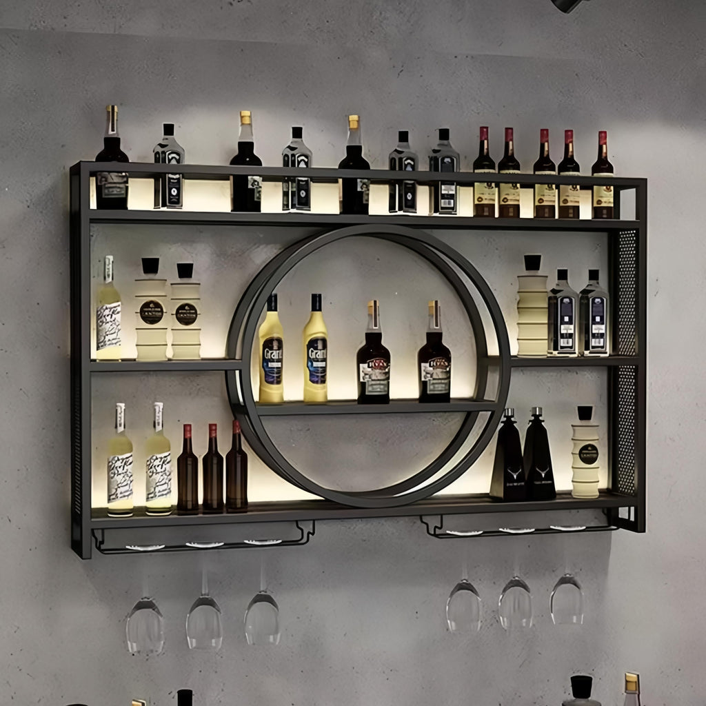 39" Upgrade Metal Wall Mounted Wine Rack, 3-Tier Large Capacity Hanging Bar Shelf, Modern Liquor Wall Shelves for Home & Dining, Gold