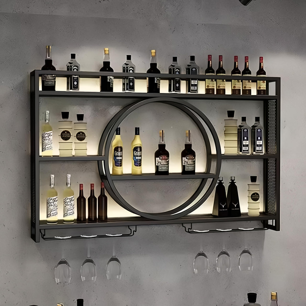 39" Upgrade Metal Wall Mounted Wine Rack, 3-Tier Large Capacity Hanging Bar Shelf, Modern Liquor Wall Shelves for Home & Dining, Gold