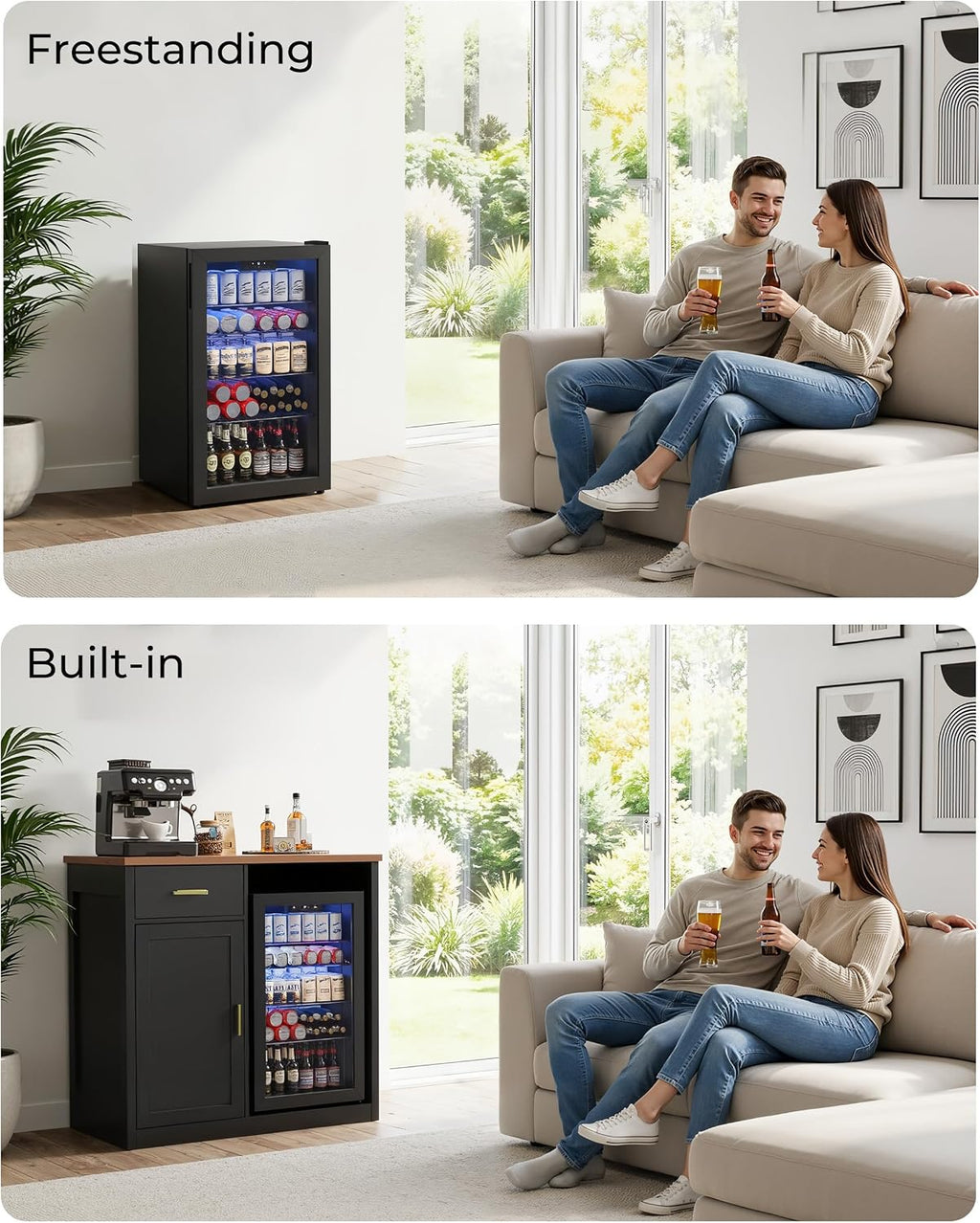 Mini Fridge Cabinet, Coffee Bar Cabinet with Fridge Space (Not Included)