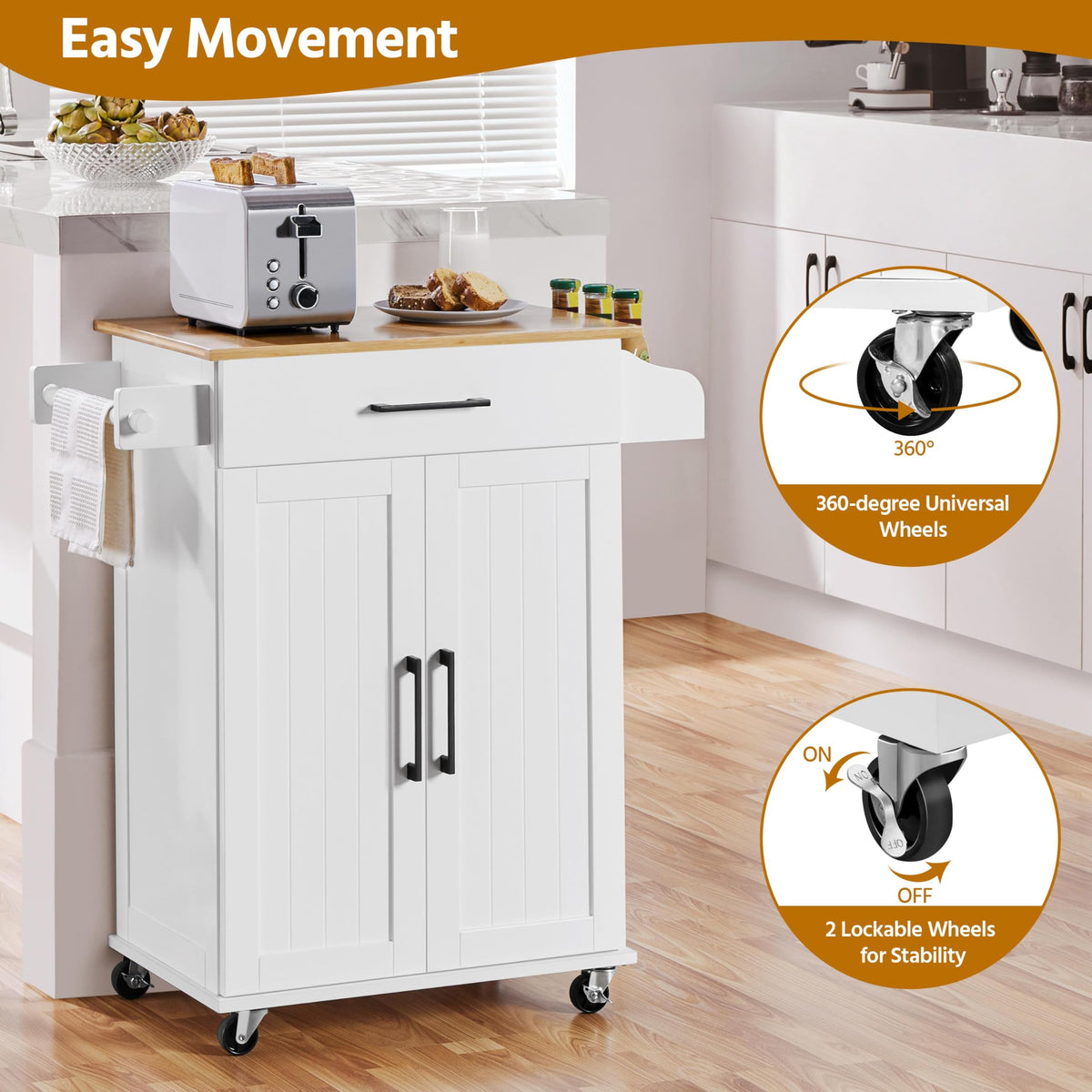 Yaheetech Kitchen Island Cart with Storage, Drop Leaf, Open Shelves, Black