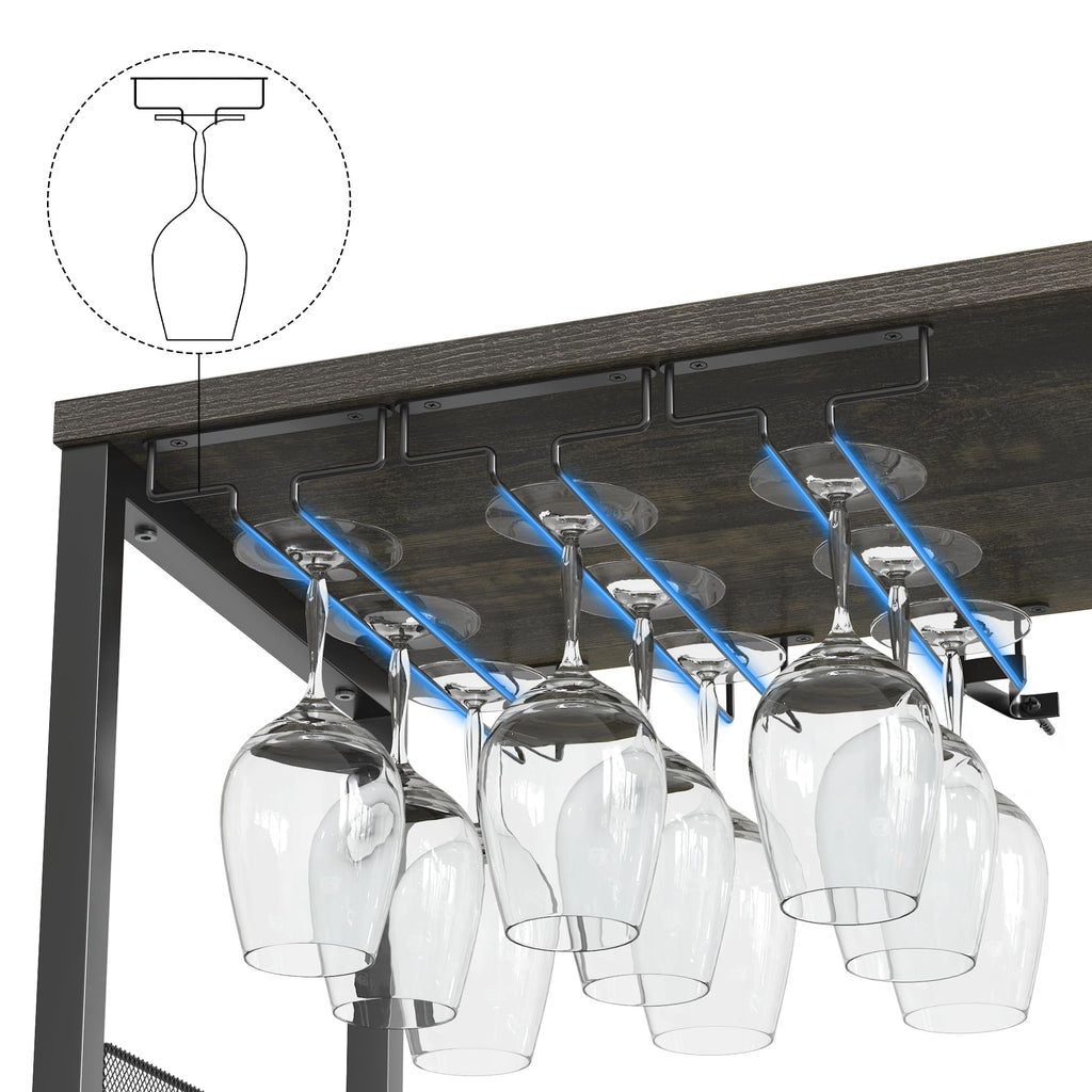 GarveeHome Wine Bar Cabinet with LED Lights, Liquor Cabinet with Storage