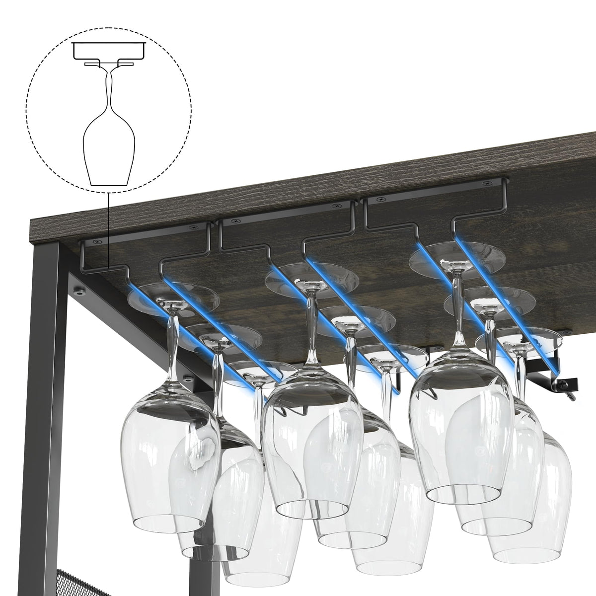GarveeHome Wine Bar Cabinet with LED Lights, Liquor Cabinet with Storage