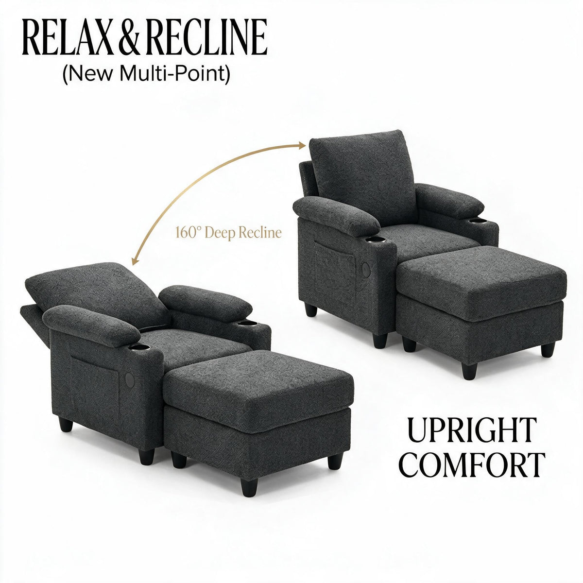 NicBex Sleeper Sofa Chair Bed with USB Port & Cup Holder &Side Table, Beige