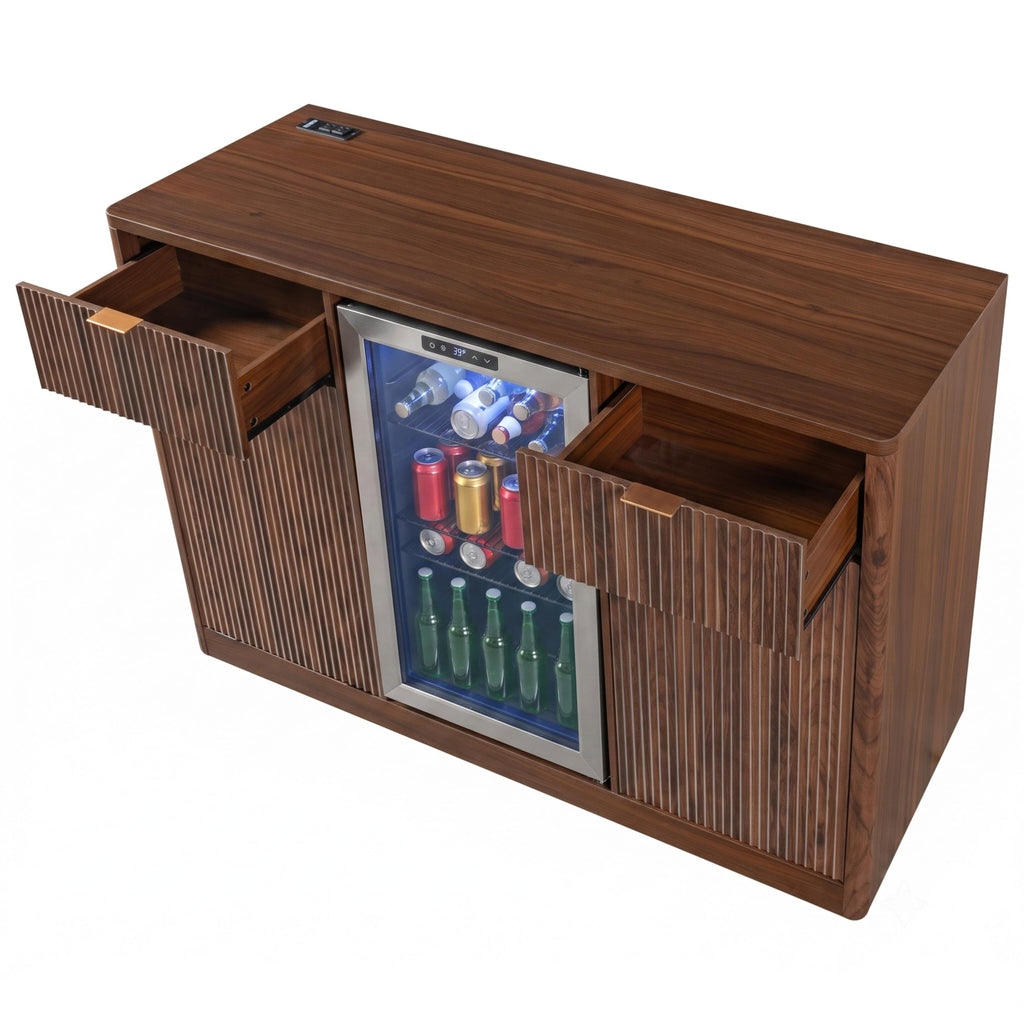 39.4" Coffee Bar Cupboard with Fridge Spaceï¼Natural Oak-ws