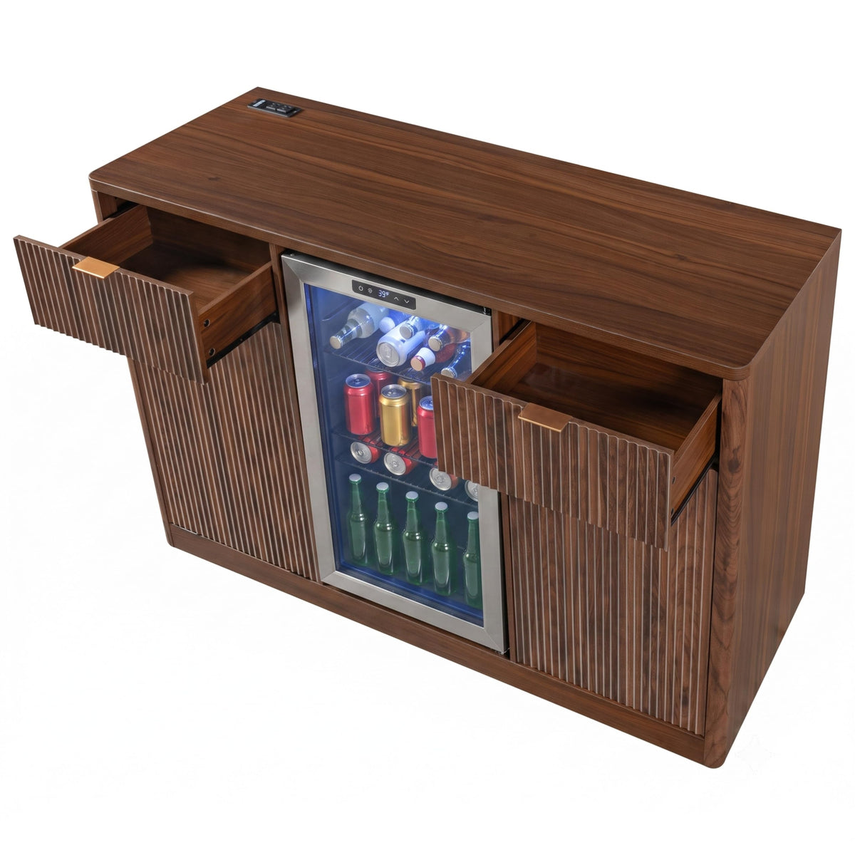 39.4" Coffee Bar Cupboard with Fridge Spaceï¼Natural Oak-ws
