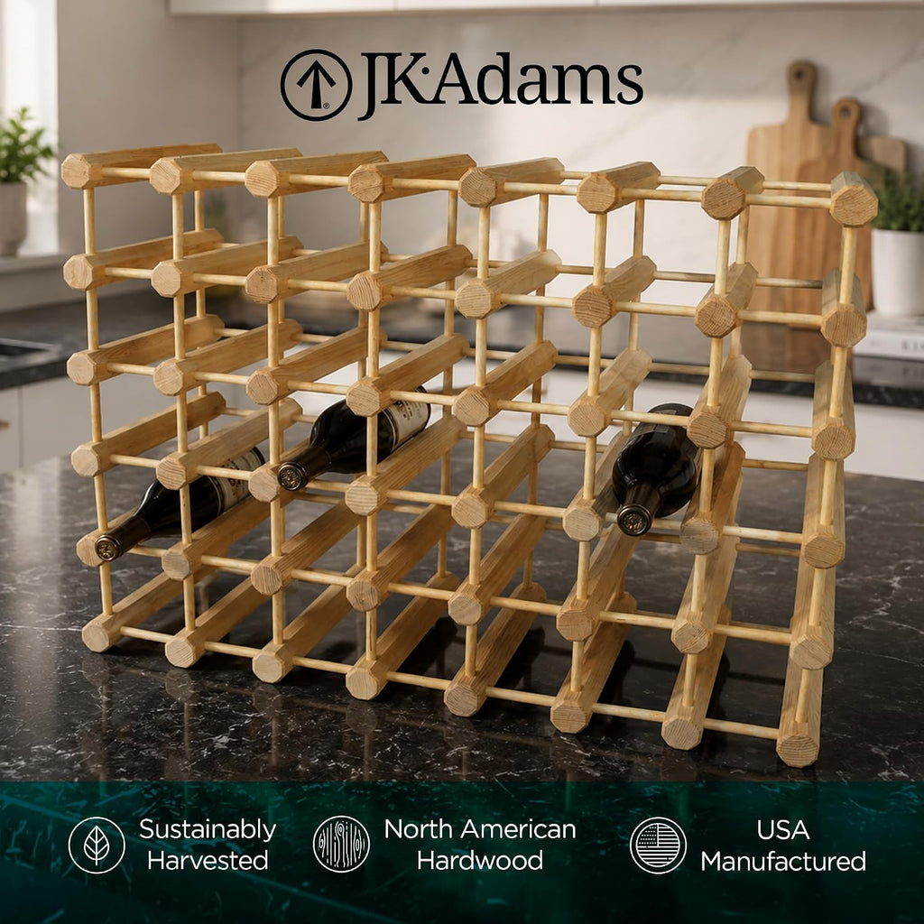 J.K. Adams Wood Modular Wine Rack, Stackable Storage Holder, 40 Bottles
