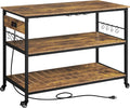 Yaheetech 47.5 Inches Kitchen Island with Storage, 3 Shelves, Rustic Brown