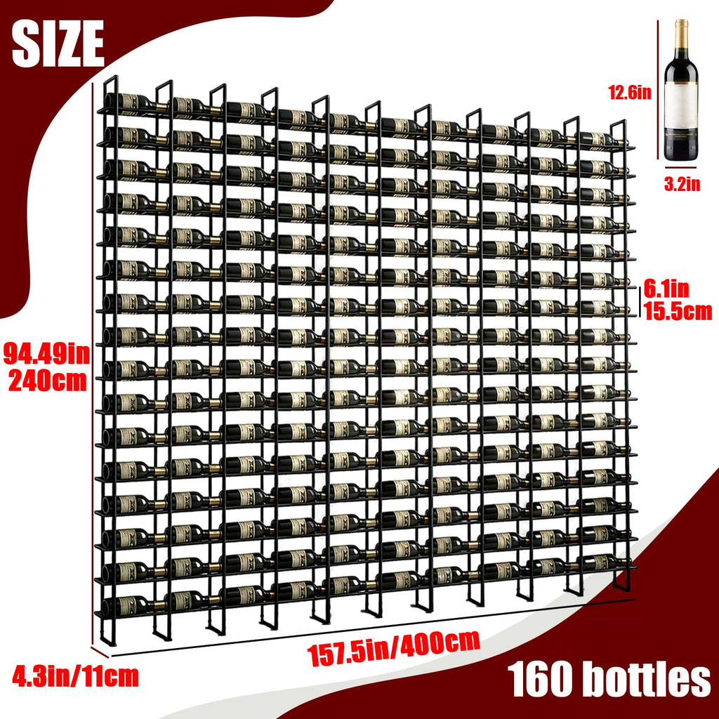 Large Wall Mounted Wine Rack, (Gold, 3 Cols (48 Bottles))