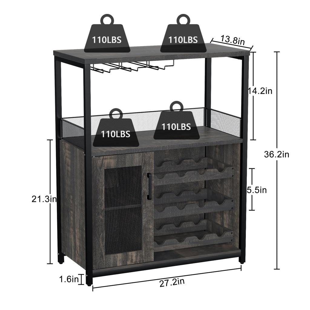 GarveeHome Wine Bar Cabinet with LED Lights, Liquor Cabinet with Storage
