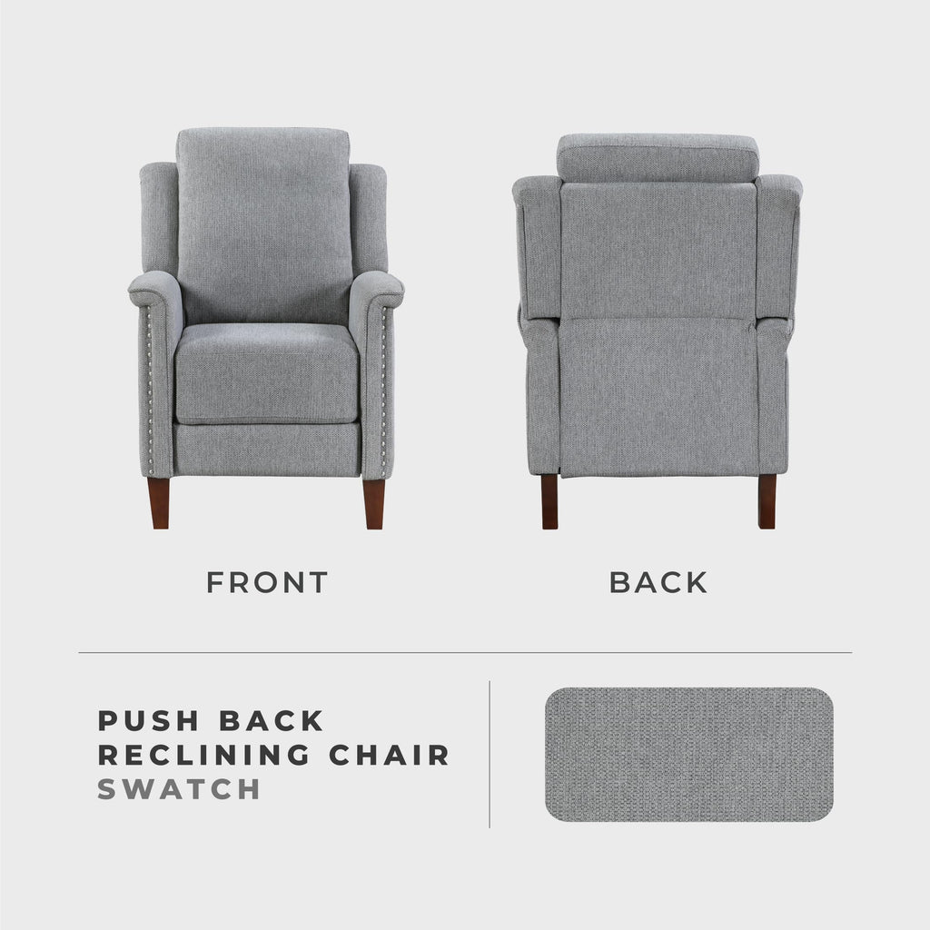 Lexicon Textured Fabric Push Back Manual Recliner Chair, 29.5" W, Beige