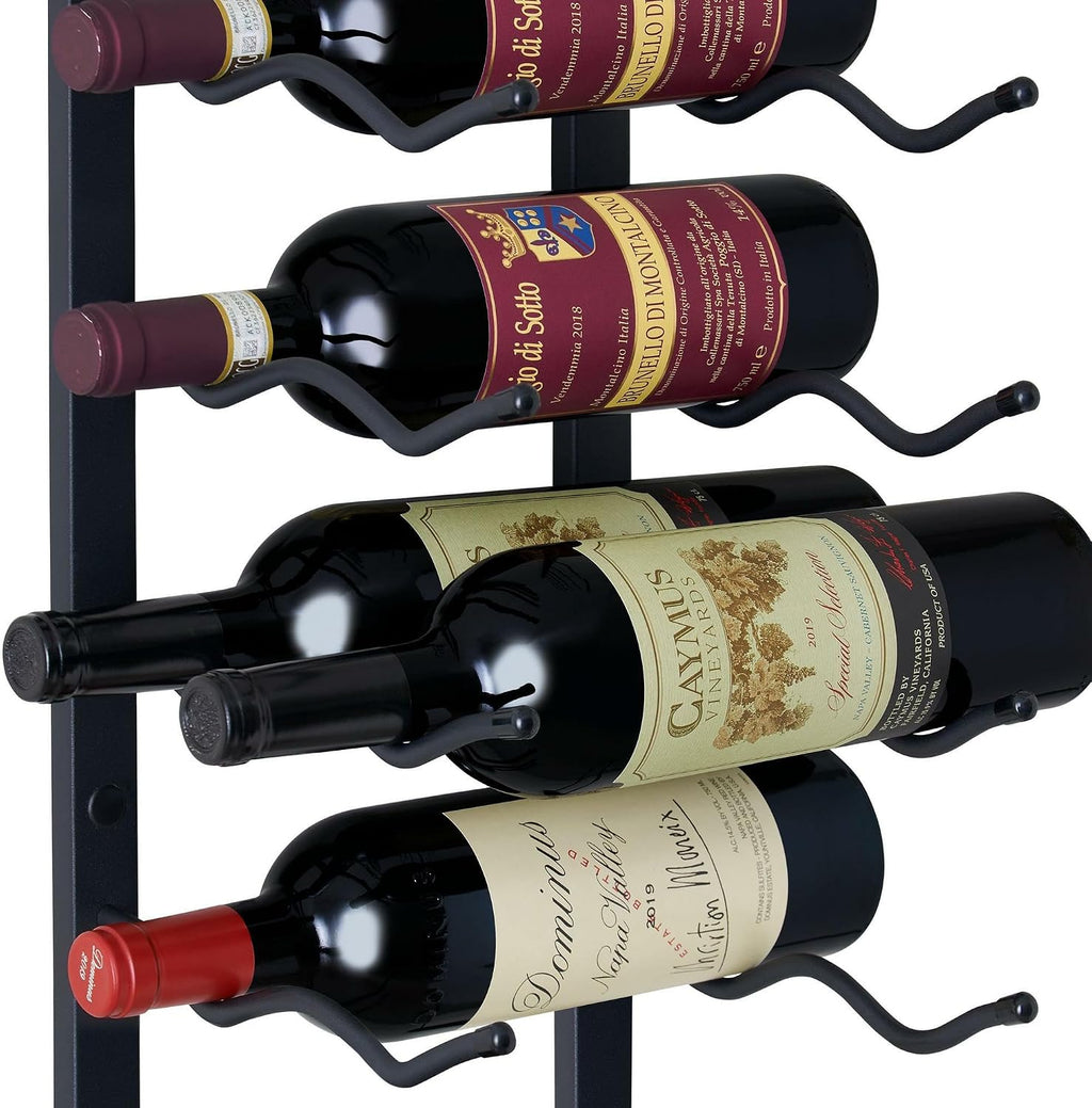 Wine Enthusiast N'FINITY 18 Bottle Wall Mounted Metal Wine Rack â Label Forward Wine Rack with Easy Installation - 3' Tall, 2 Column Deep (Black)