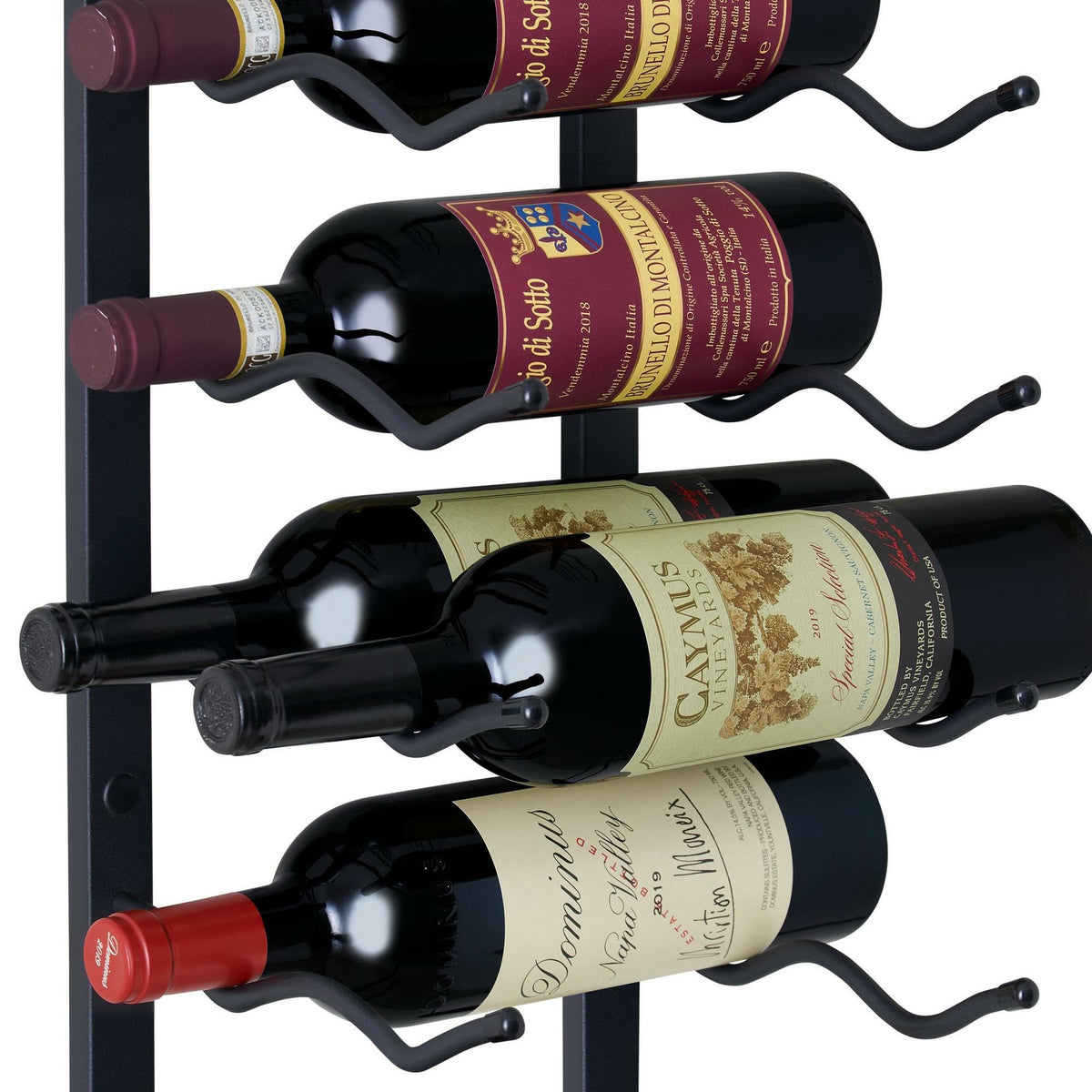 Wine Enthusiast N'FINITY 18 Bottle Wall Mounted Metal Wine Rack â Label Forward Wine Rack with Easy Installation - 3' Tall, 2 Column Deep (Black)