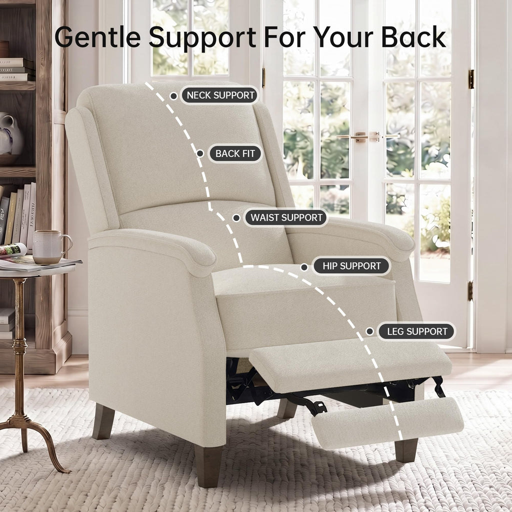VKNOW Recliner Chair, Fabric Recliner with Adjustable Back, Brown