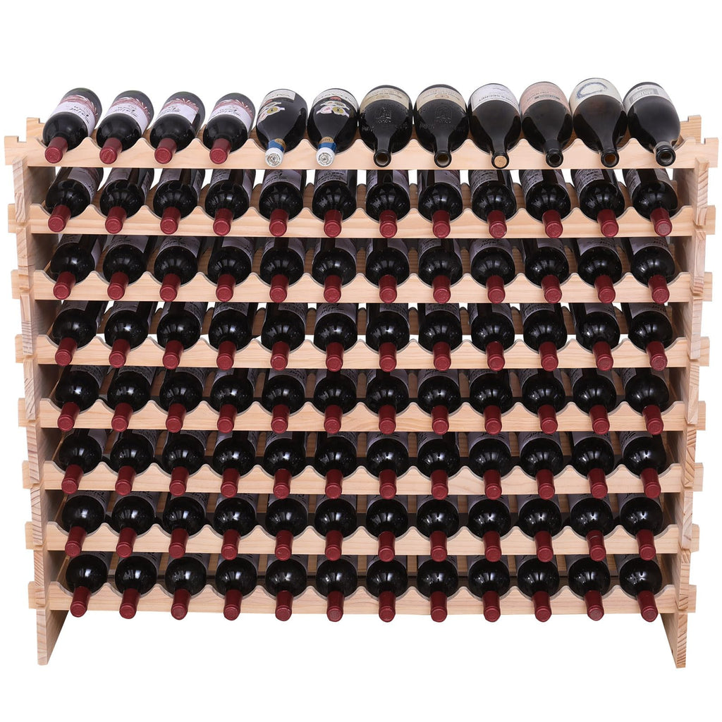 Wood Stackable Storage Modular Wine Rack Cabinet 120 Bottle freestanding Floor Wine Bottle Holder Display Shelves
