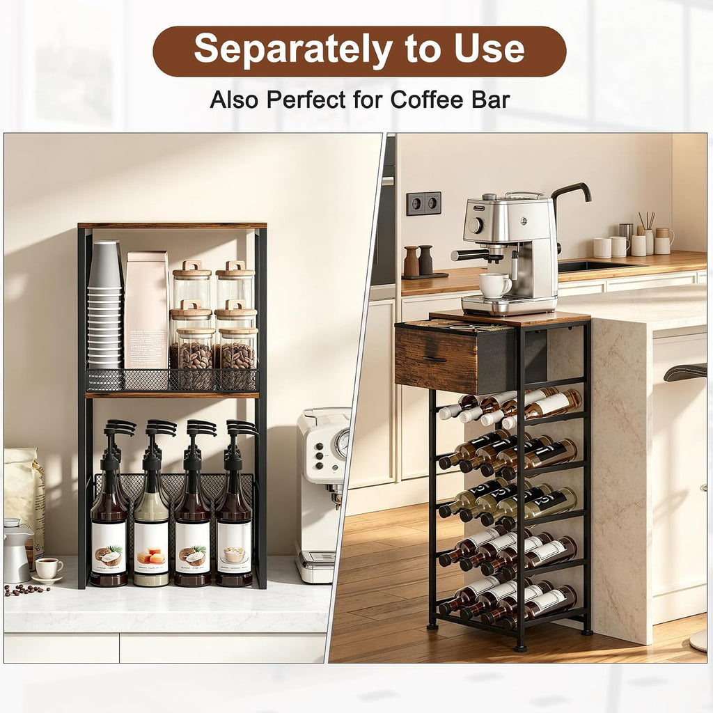 7-Tier Wine Rack Freestanding Floor Liquor Cabinet Bar for Home