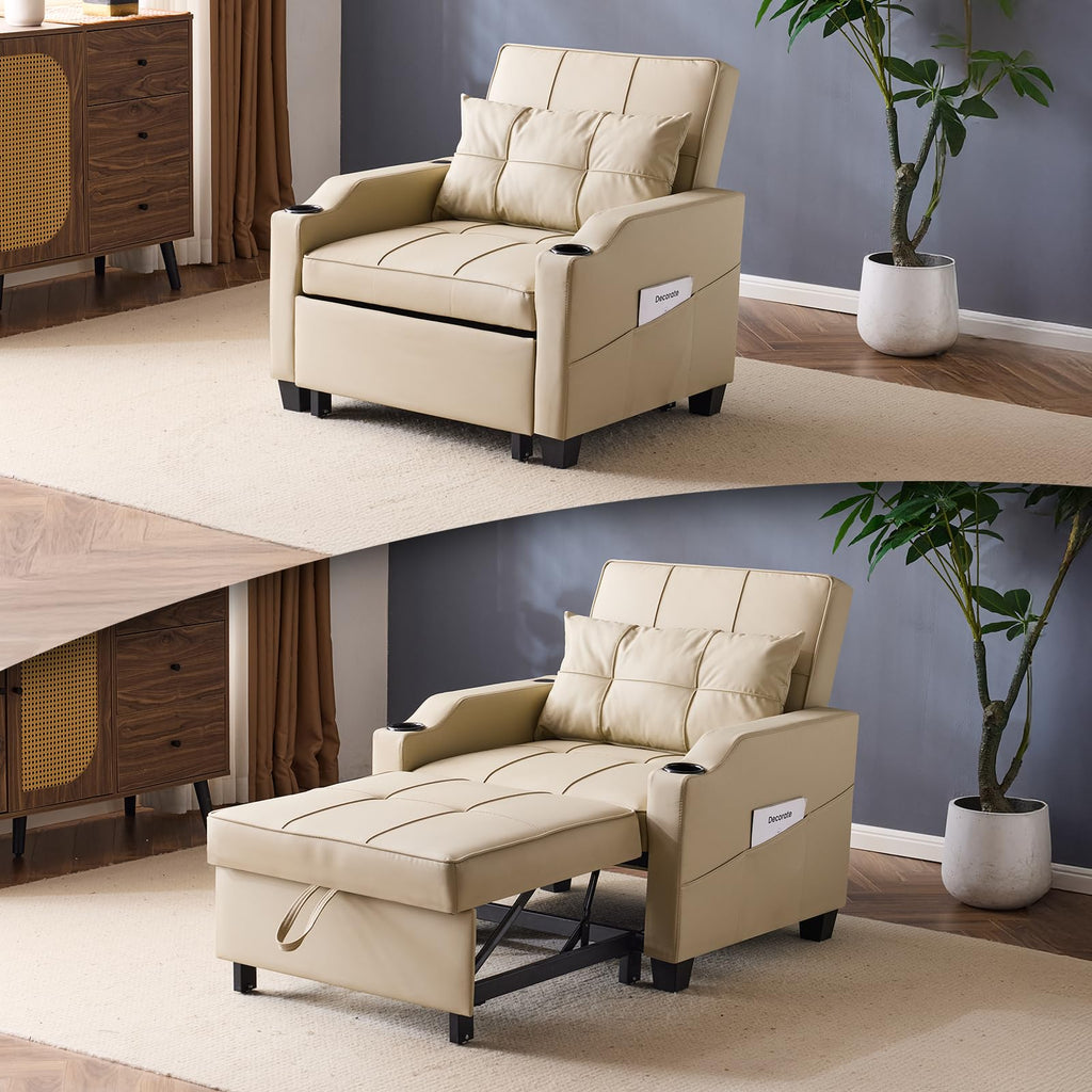 VINGLI Convertible Sleeper Chair Bed, Pull Out Sofa Couch for Living Room