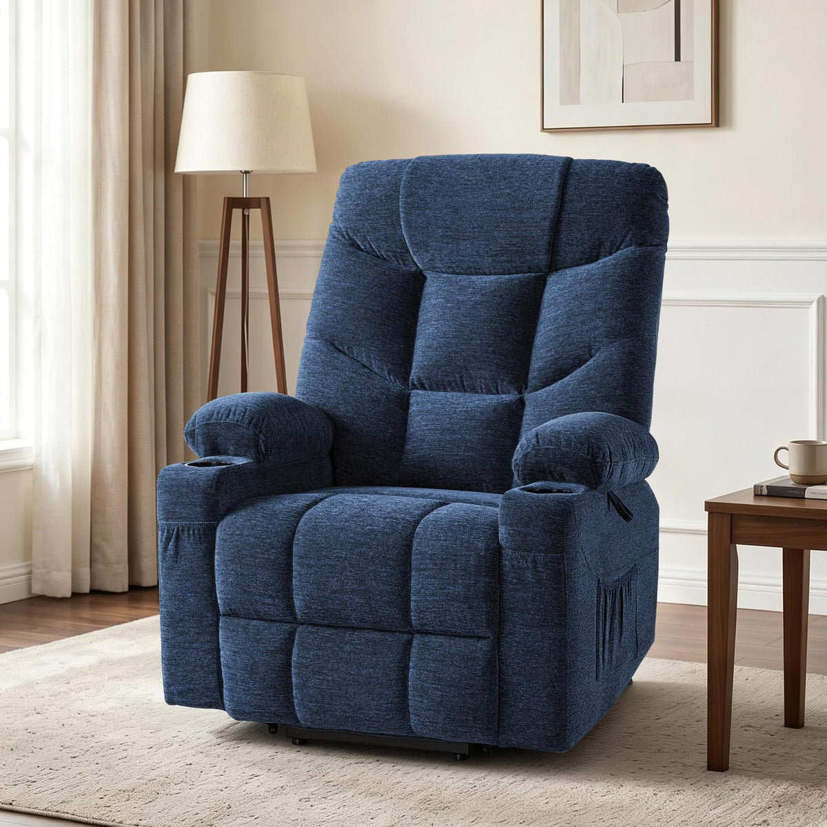 MCombo Power Lift Recliner for Elderly, Fabric 7287 (Light Grey, Medium)