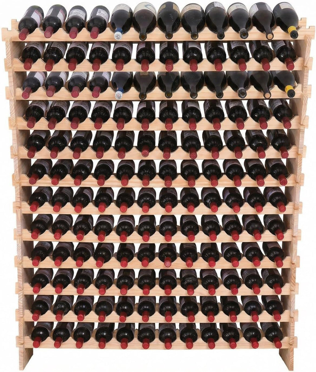Wine Rack freestanding Floor Cabinet 144bottle Wood Stackable Storage Modular Wine Holder Display Shelves ï»¿