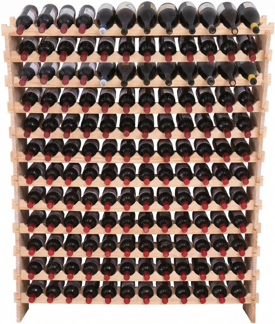 Wine Rack freestanding Floor Cabinet 144bottle Wood Stackable Storage Modular Wine Holder Display Shelves ï»¿